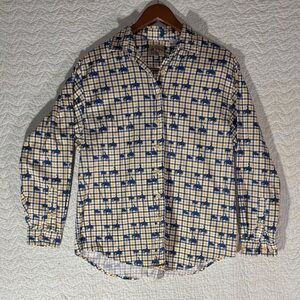 Yellow & Navy Plaid Button-Down Shirt with Classic Collar